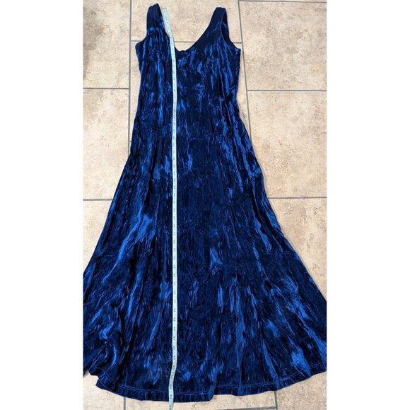 Vtg Betsy Johnson 80s Punk Label Blue Crushed Velvet Backless Midi Dress M Fairy - Picture 11 of 11